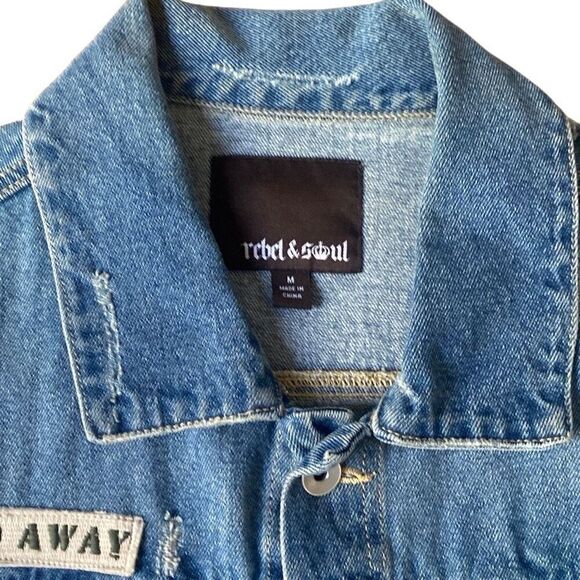 Rebel & Soul Long Sleeve Button Jean Jacket Women Medium Y2K Blue B13 - Picture 3 of 6